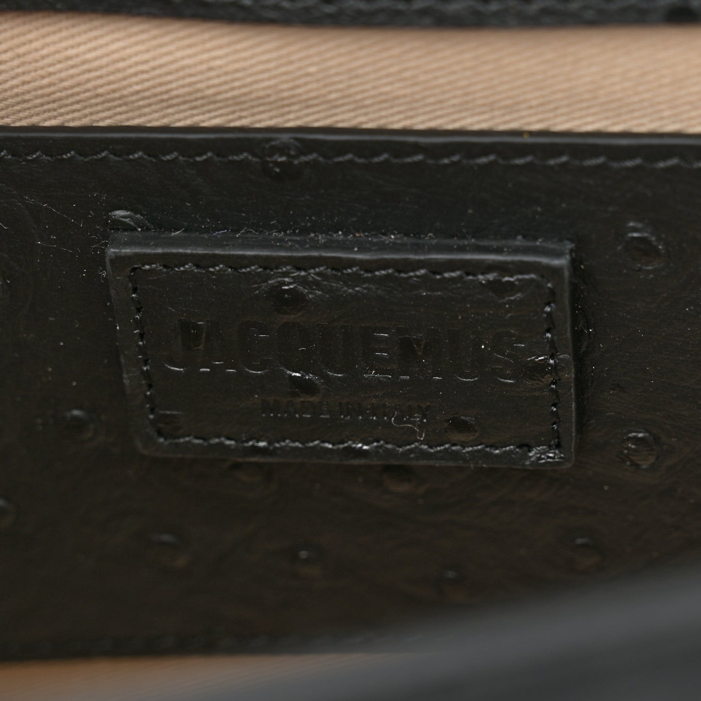 Calfskin Ostrich Embossed Le Grand Bambino Black