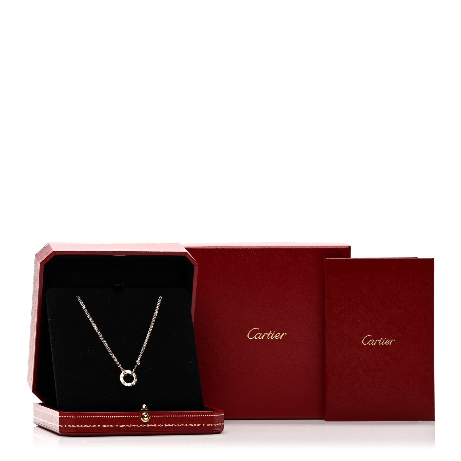 Cartier 18K Pink Gold 2 Diamond LOVE Necklace 4 of 5