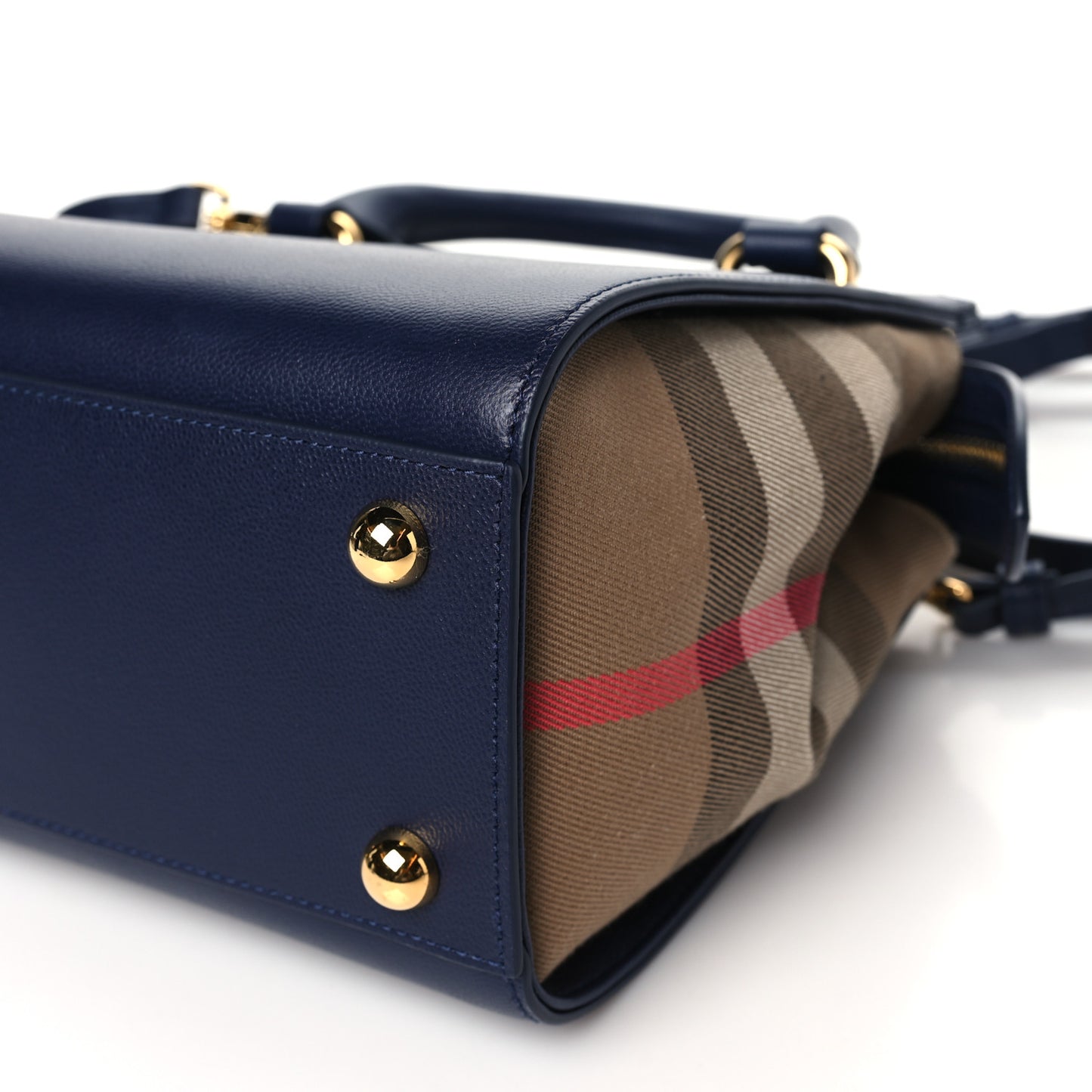 Calfskin Mega Check Mini Banwell Tote Dark Canvas Blue