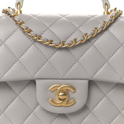 Chanel Lambskin Quilted Mini Top Handle Rectangular Flap Grey 8 of 12