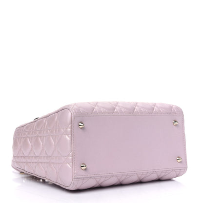 Christian Dior Pearly Lambskin Cannage Medium Lady Dior Lotus 3 of 4