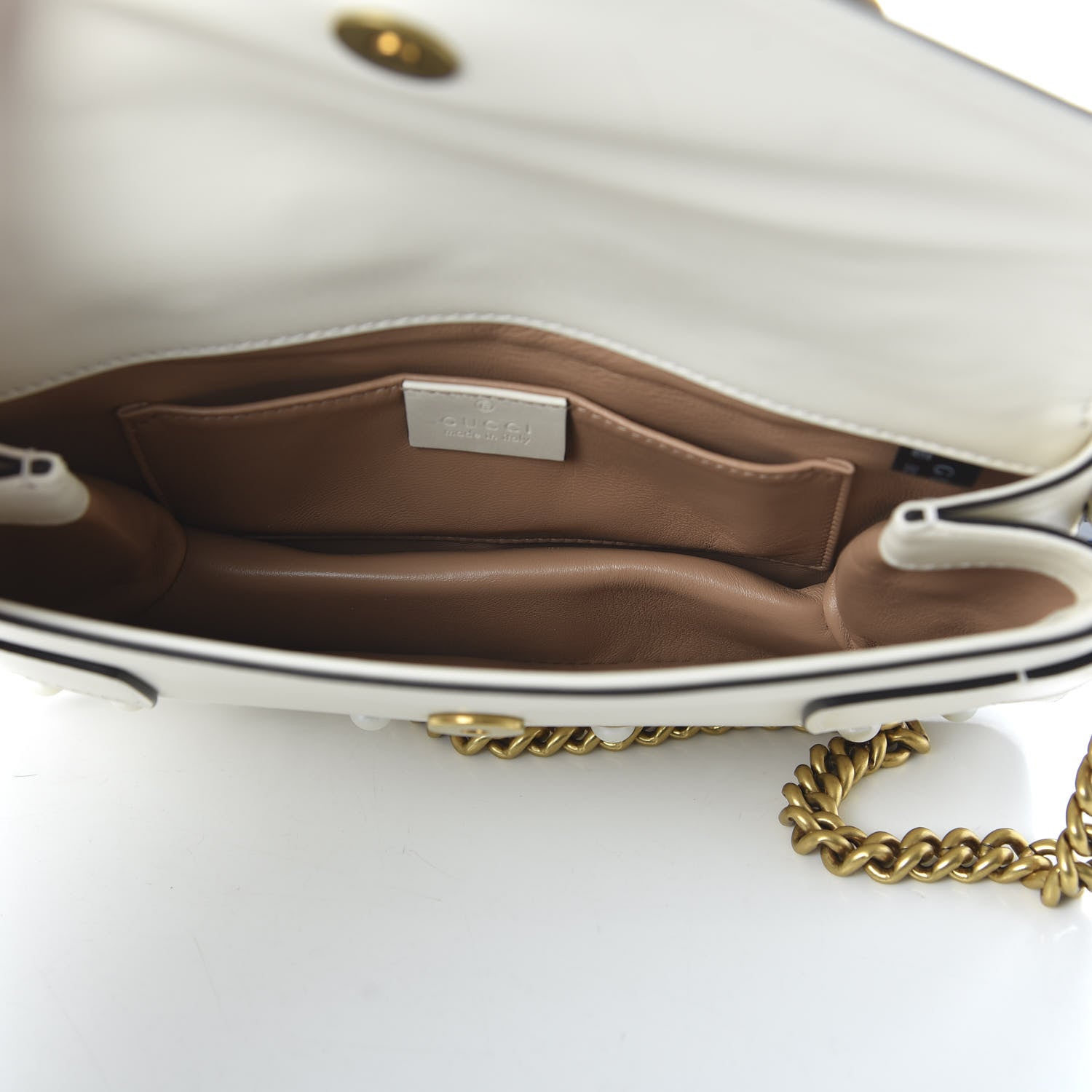 Gucci Nappa Pearl Studded Mini Queen Margaret Broadway Shoulder Bag Mystic White 5 of 11