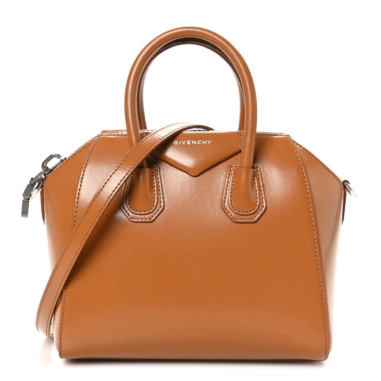 Shiny Lord Calfskin Mini Antigona Camel
