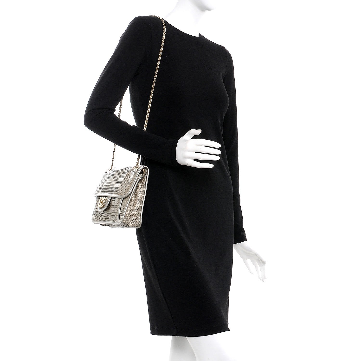 Chanel Metallic Perforated Calfskin Small Up In The Air Flap Light Gold 2 of 8