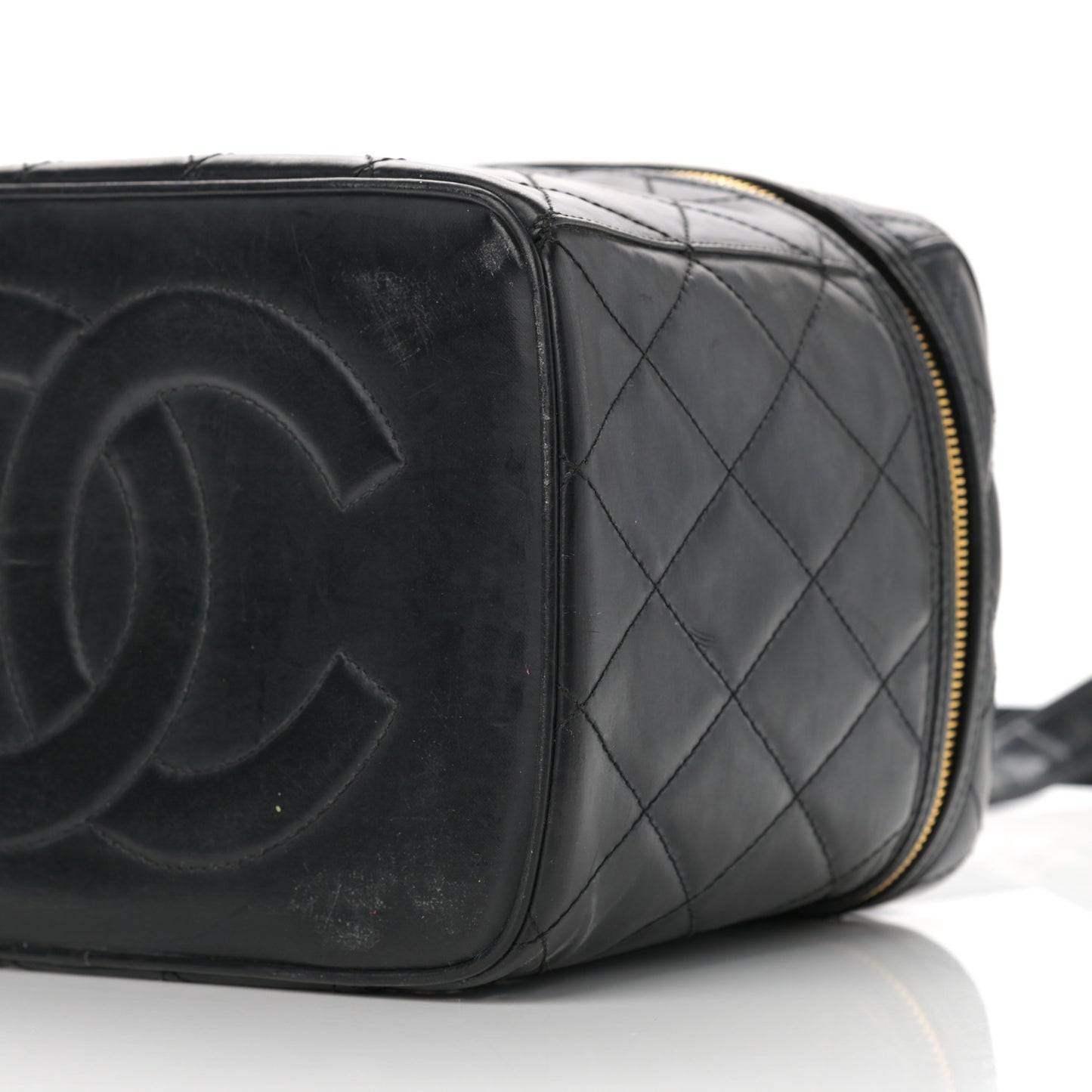 Lambskin Quilted Vanity Pouch Black