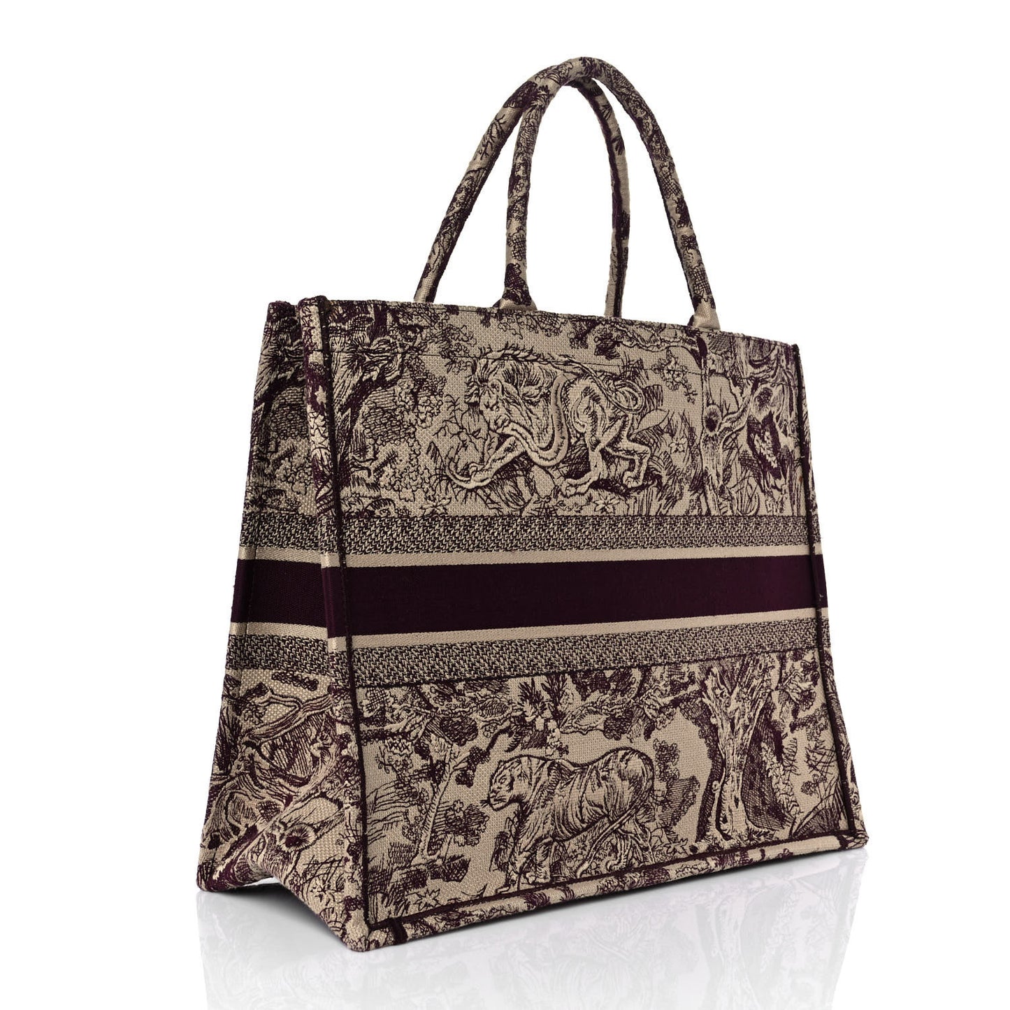 Canvas Embroidered Large Dioriviera Toile De Jouy Book Tote Burgundy