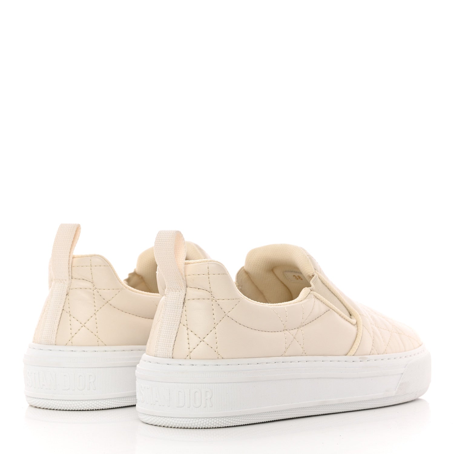 Christian Dior Cannage Quilted Womens Solar Slip On Sneakers 38 Off White 5 of 15