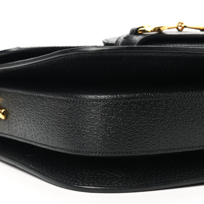 Gucci Jacquard Black Denim GG Monogram Textured Dollar Calfskin Horsebit 1955 Shoulder Bag Black Ivory 10 of 13