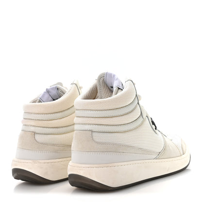 Chanel Suede Fabric Grained Calfskin Womens CC High Top Sneakers 38 White 5 of 8