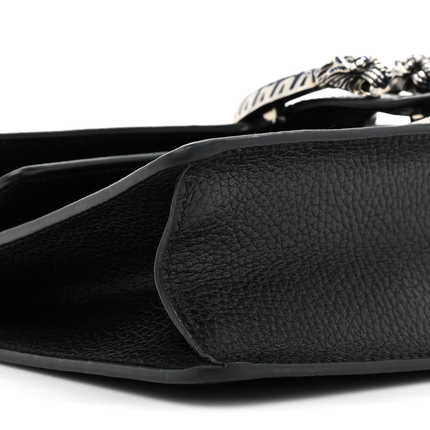 Dollar Calfskin Enamel Small Dionysus Shoulder Bag Black Electric Blue