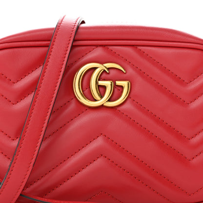 Gucci Calfskin Matelasse Mini GG Marmont Chain Shoulder Bag Hibiscus Red 8 of 10