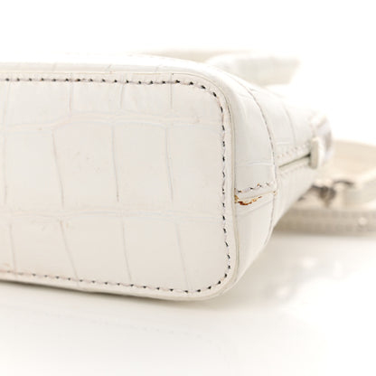 Balenciaga Calfskin Logo Crocodile Embossed Mini Ville Top Handle Bag White Black 10 of 18