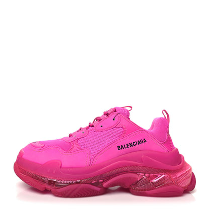 Balenciaga Fabric Mesh Clear Sole Fluo Womens Triple S Sneakers 41 Pink 1 of 7