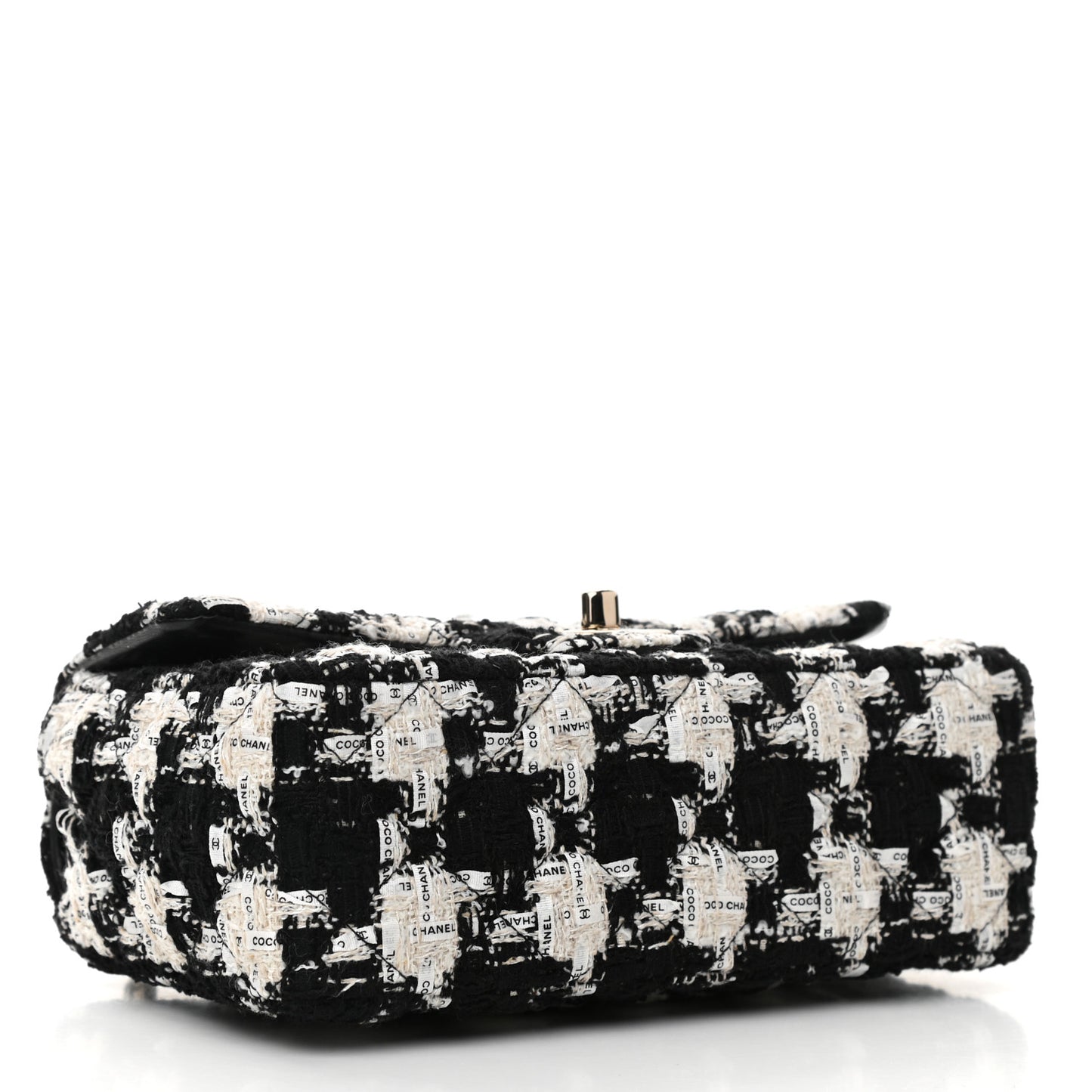 Tweed Quilted Mini Rectangular Flap Black Ecru White