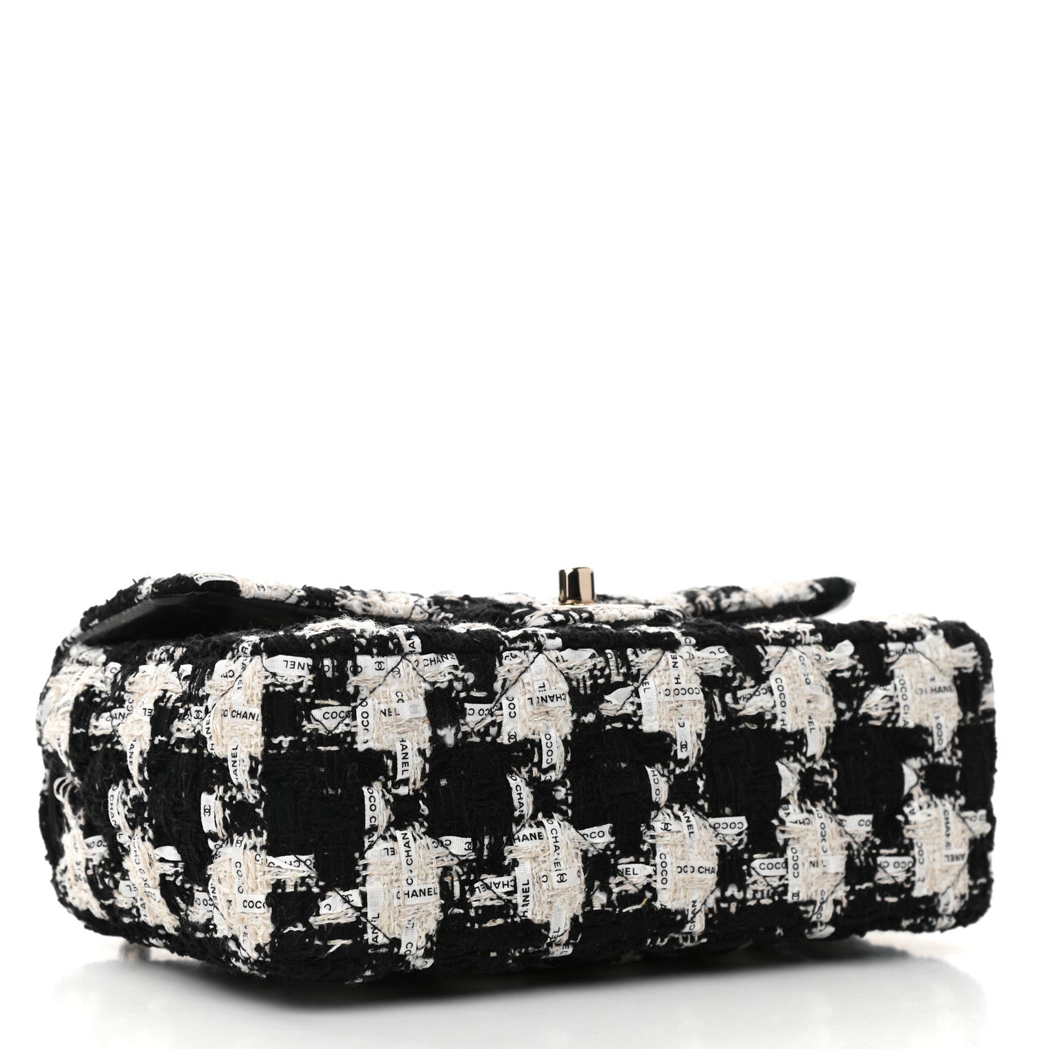 Chanel Tweed Quilted Mini Rectangular Flap Black Ecru White 4 of 11