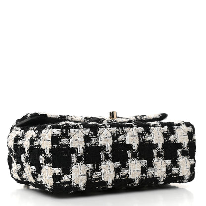 Chanel Tweed Quilted Mini Rectangular Flap Black Ecru White 4 of 11