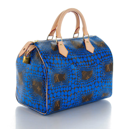 Louis Vuitton Monogram Kusama Town Speedy 30 Blue 3 of 7