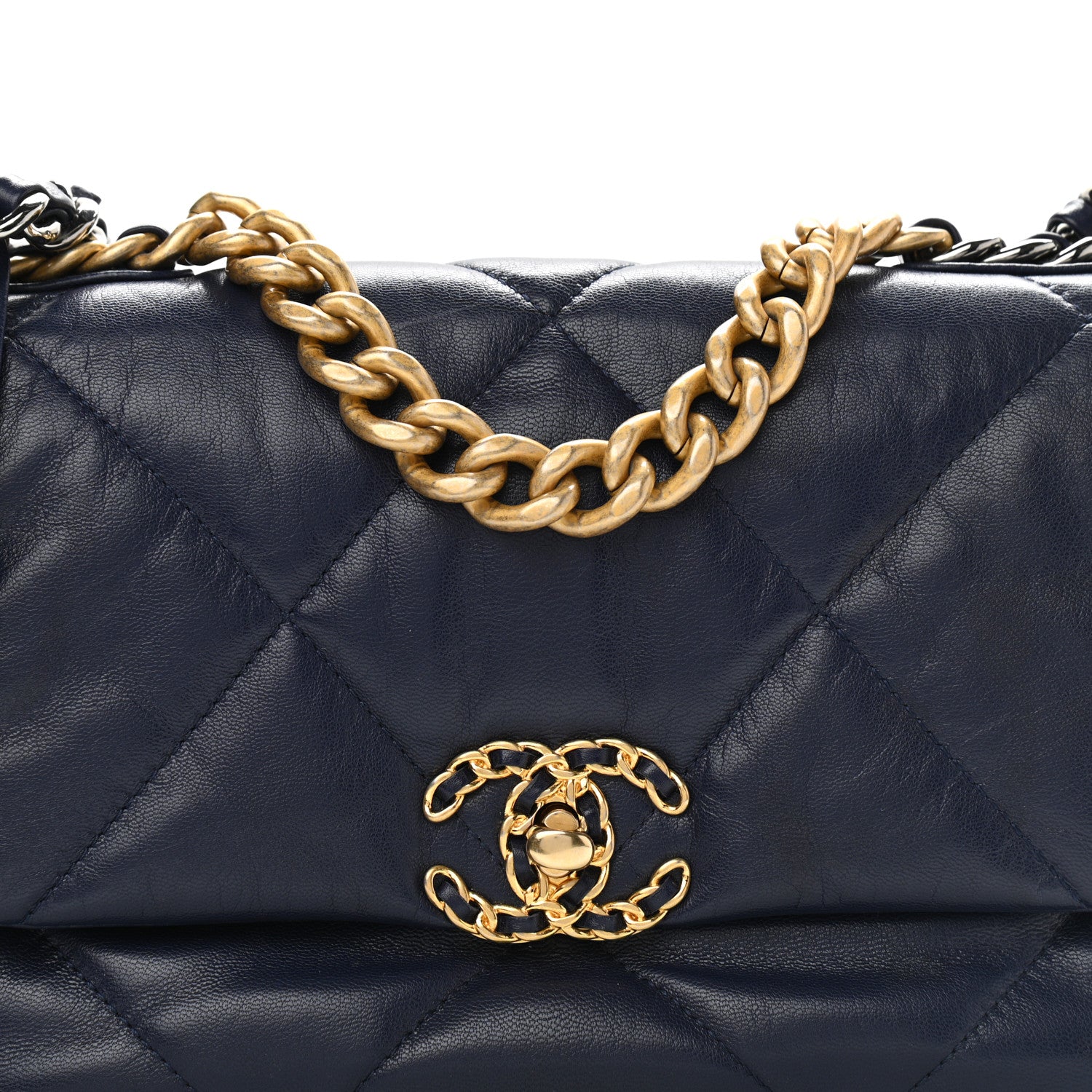 Chanel Lambskin Quilted Medium Chanel 19 Flap Navy Blue 7 of 9