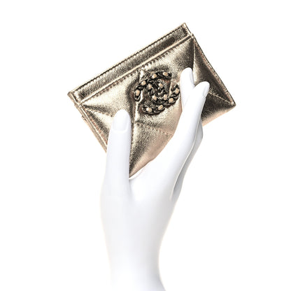 Chanel Metallic Lambskin Quilted Chanel 19 Card Holder Gold 2 of 11