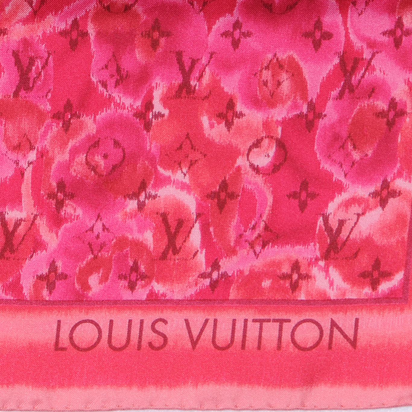 Silk Monogram Ikat Summer Square Scarf Rose Indien