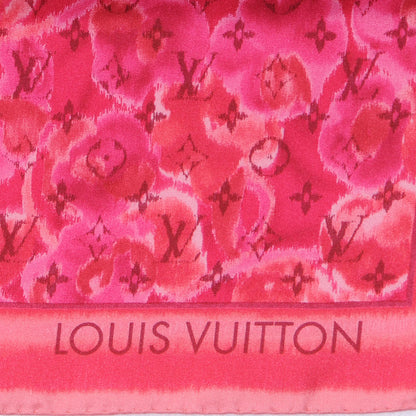 Louis Vuitton Silk Monogram Ikat Summer Square Scarf Rose Indien 1 of 5