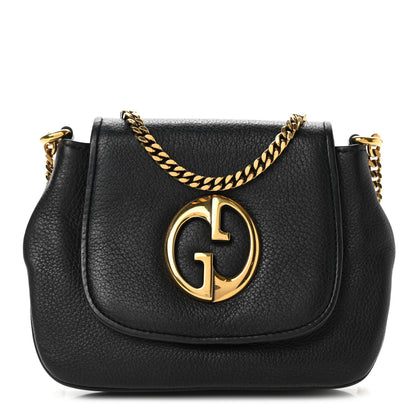 Gucci Pebbled Calfskin Small 1973 Chain Shoulder Bag Black 1 of 10