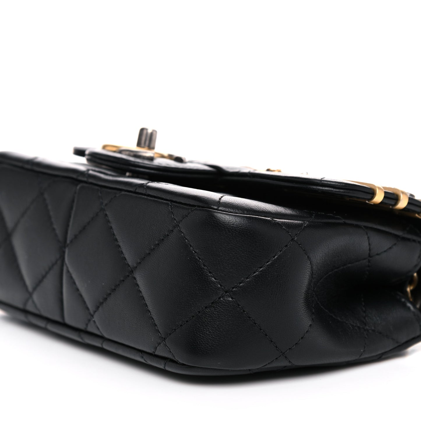 Lambskin Quilted Mini Coco Clips Single Flap Black
