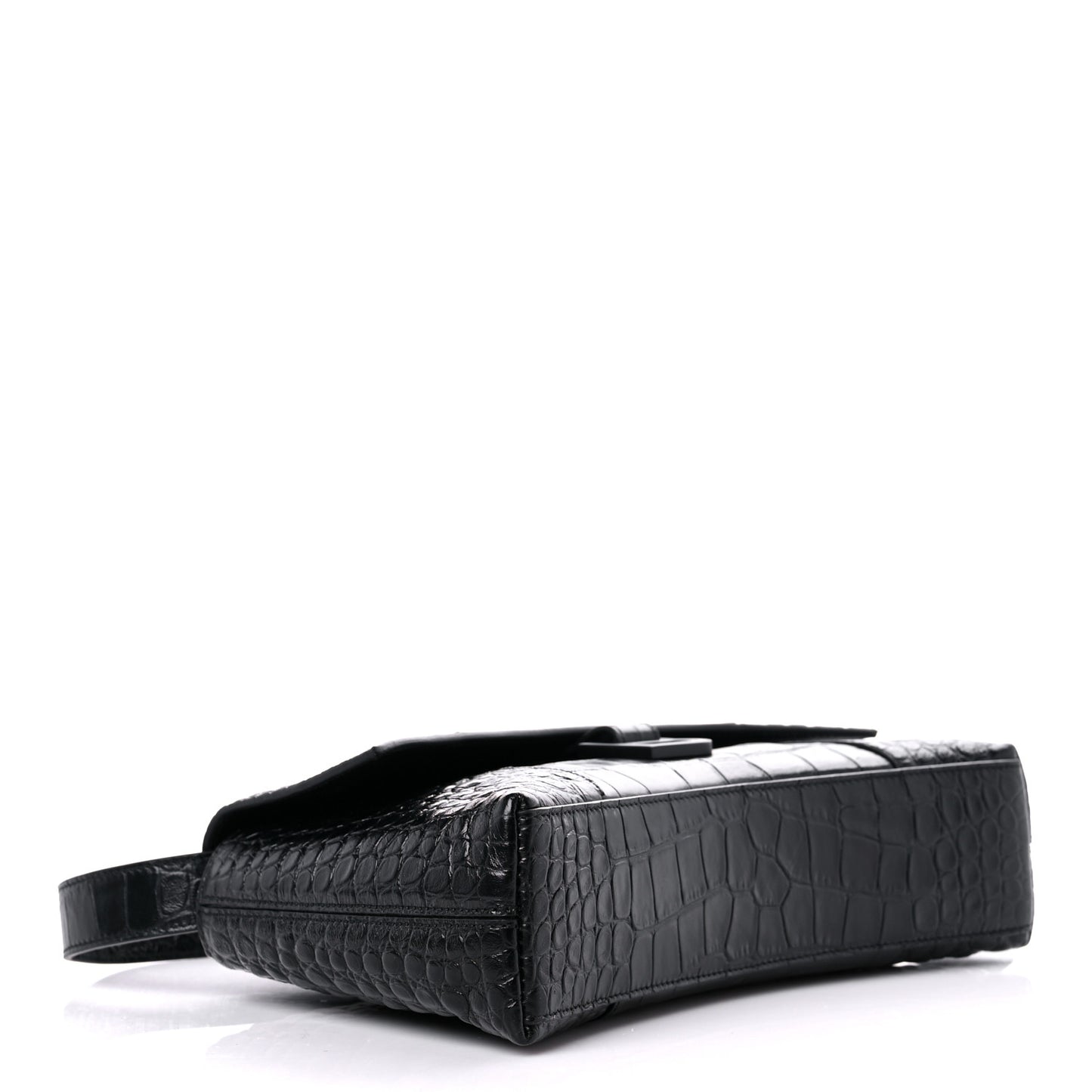 Extra Supple Calfskin Crocodile Embossed Monochrome XS Downtown Shoulder Bag Black