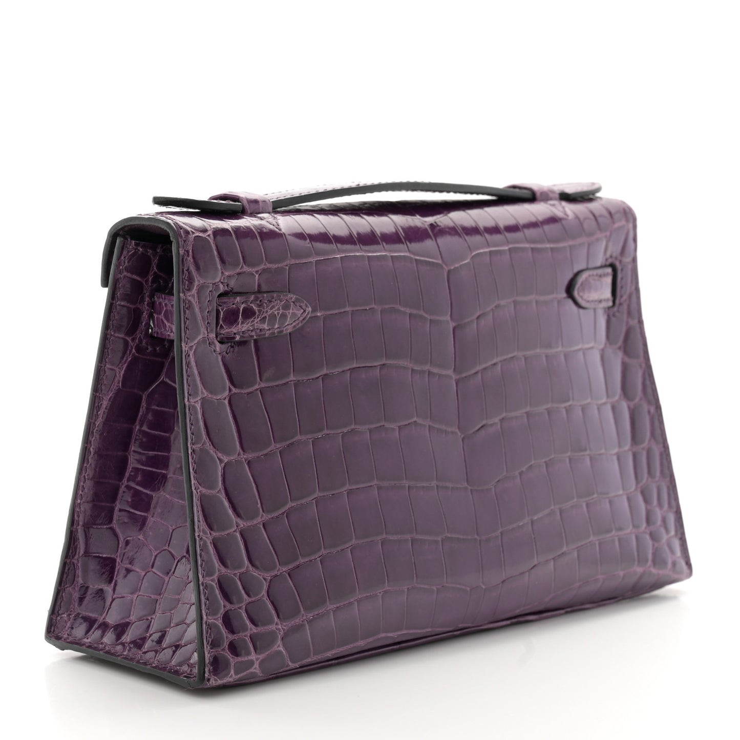 Shiny Niloticus Crocodile Kelly Pochette Amethyste