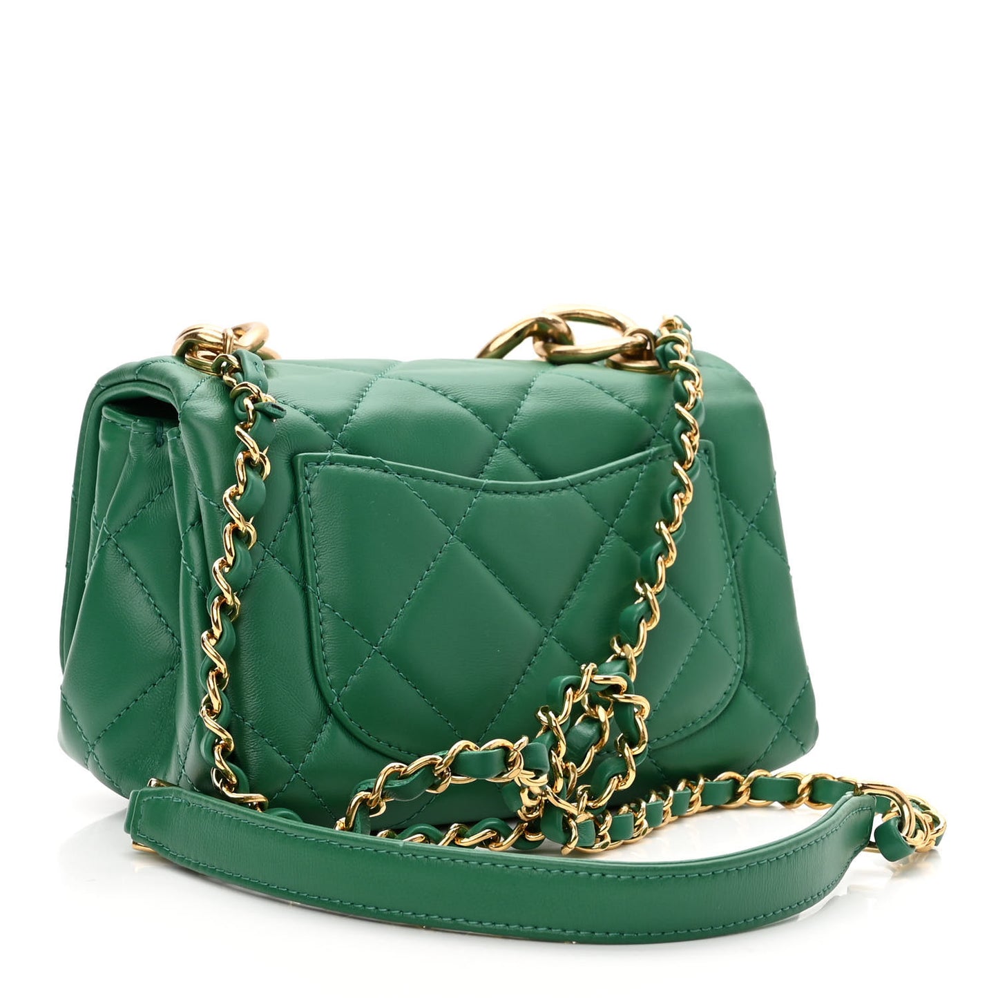 Lambskin Quilted Mini Color Match Flap Green