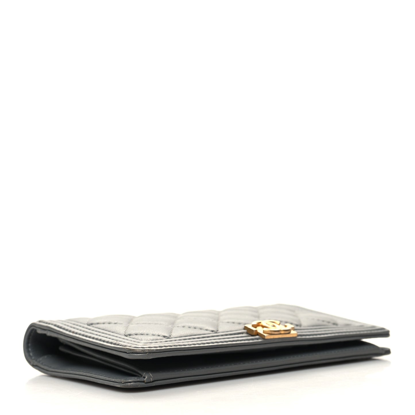 Lambskin Quilted Boy Yen Wallet Grey