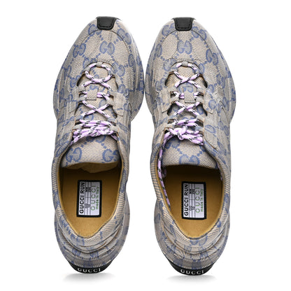 Gucci Ultralight Plume Calfskin Monogram Printed Mens Gucci Run Sneakers 10 Beige Blue 2 of 10