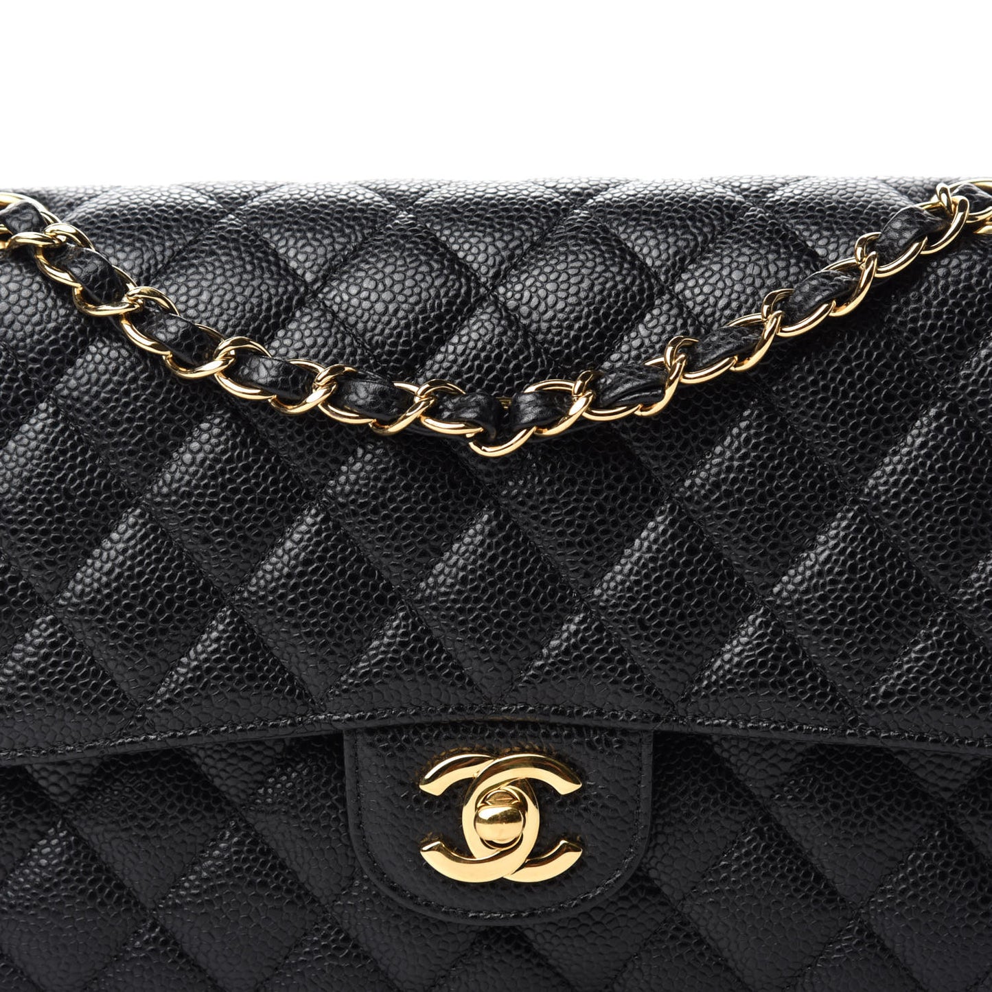 Caviar Quilted Medium Double Flap Black