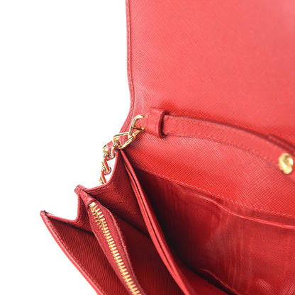 Prada Saffiano Metal Oro Chain Wallet Fuoco 8 of 13