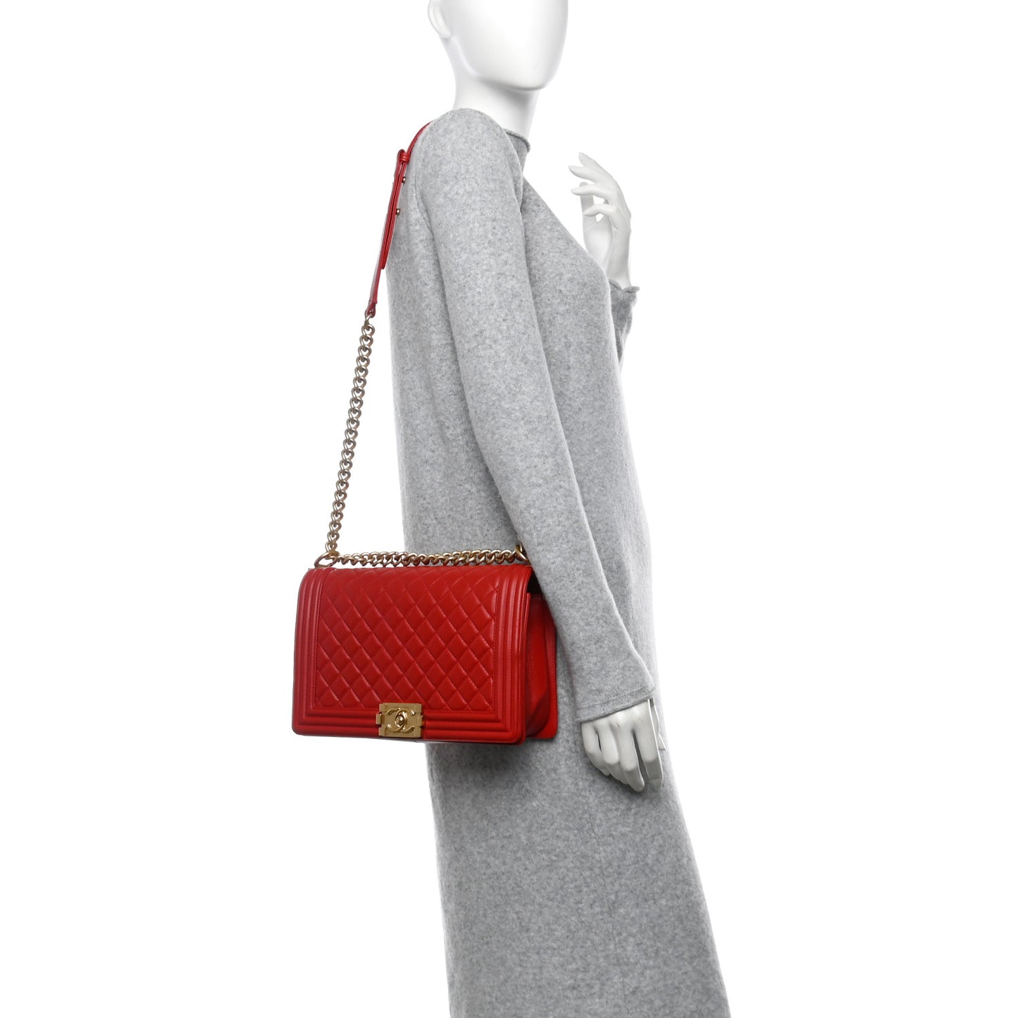Lambskin Quilted New Medium Boy Flap Red