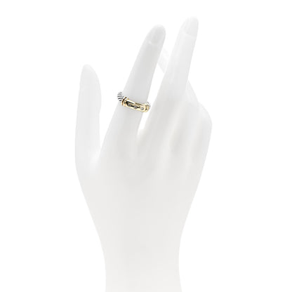 David Yurman Sterling Silver 14K Yellow Gold 3 Diamond Metro Cable Ring 53 6.5 2 of 5