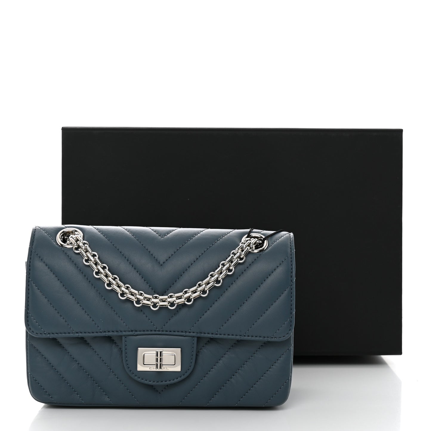 Aged Calfskin Chevron Quilted 2.55 Reissue Mini Flap Blue