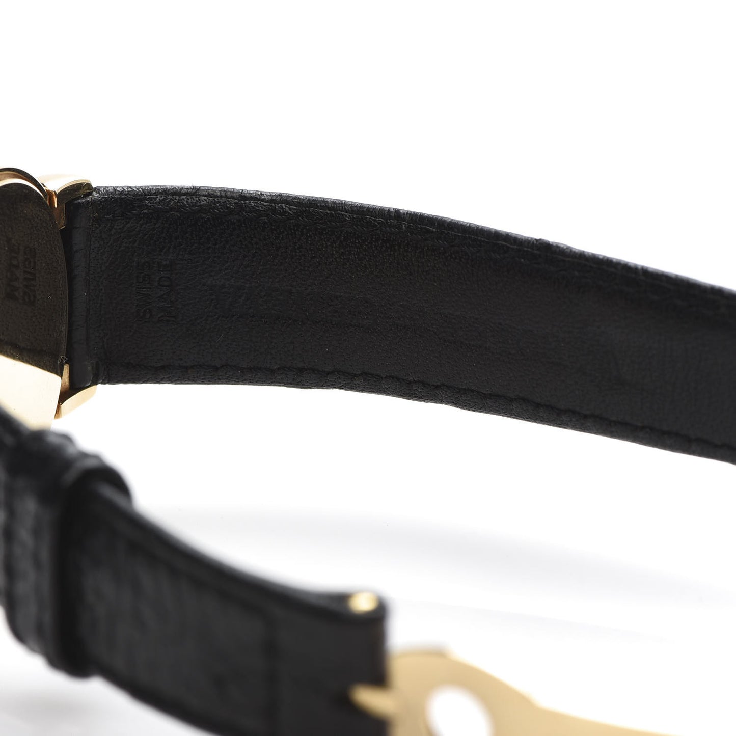 18K Yellow Gold Ostrich 33mm Cellini Quartz Watch Black 6622