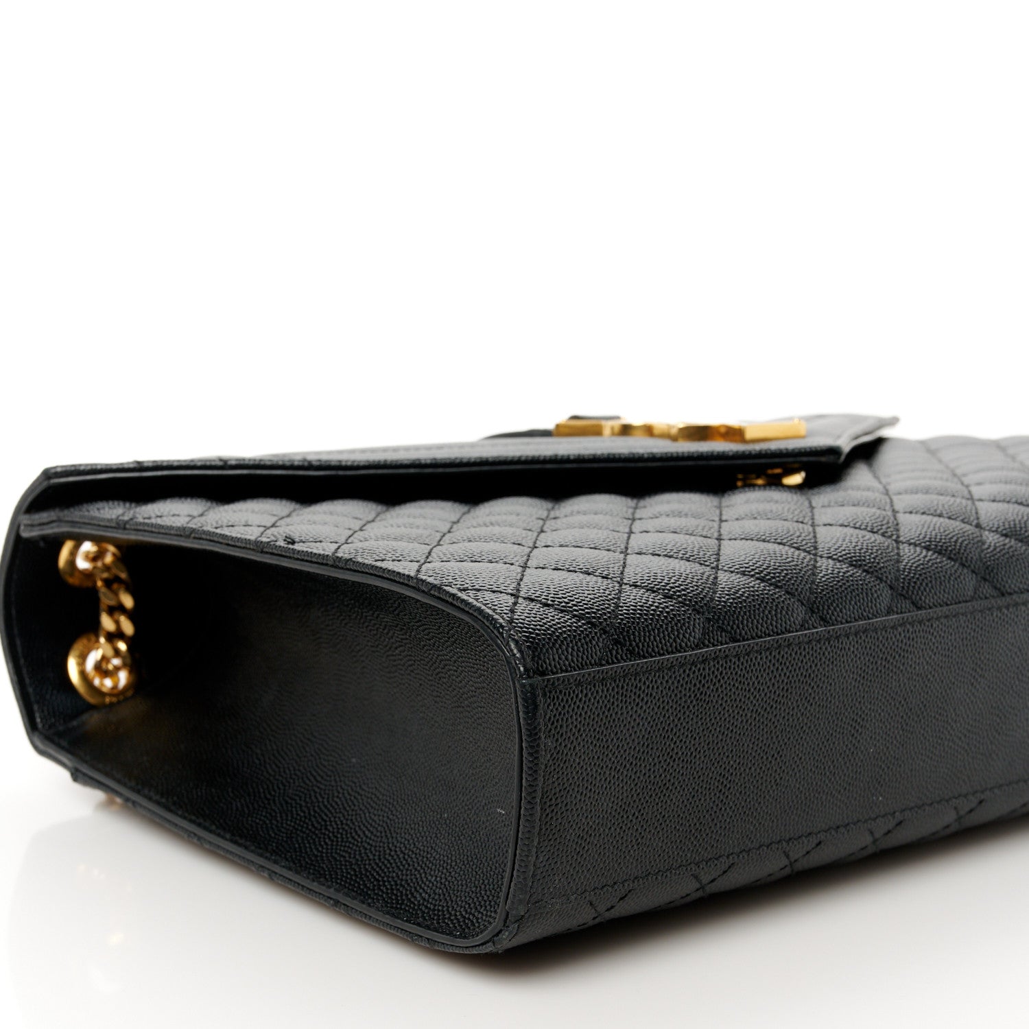 Saint Laurent Grain De Poudre Textured Mixed Matelasse Large Triquilt Monogram Satchel Black 10 of 11
