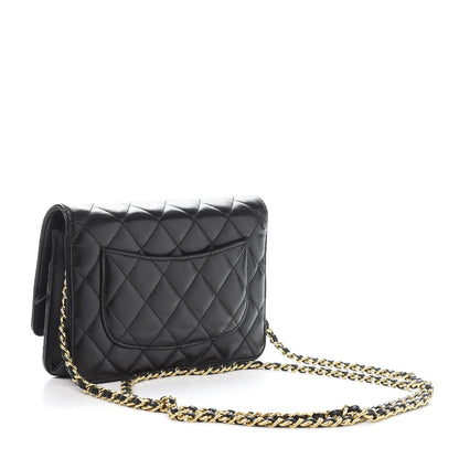 Chanel Lambskin Quilted Wallet On Chain WOC Black 3 of 12