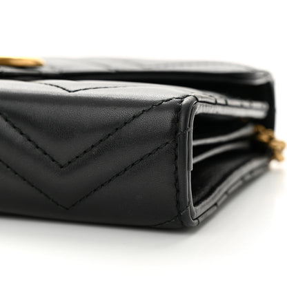 Gucci Calfskin Matelasse GG Marmont Chain Wallet Black 10 of 11