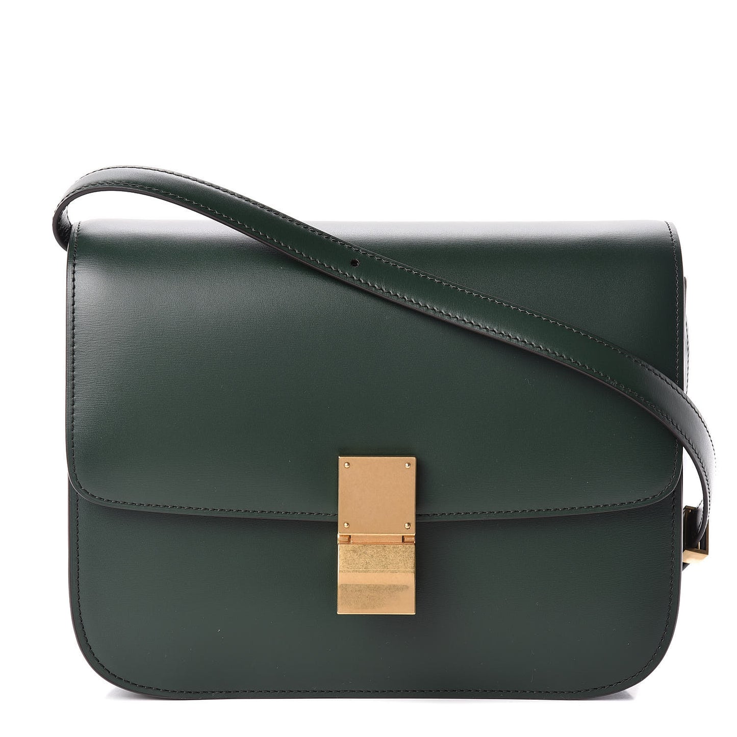 Box Calfskin Classic Box Medium Flap Bag Dark Green