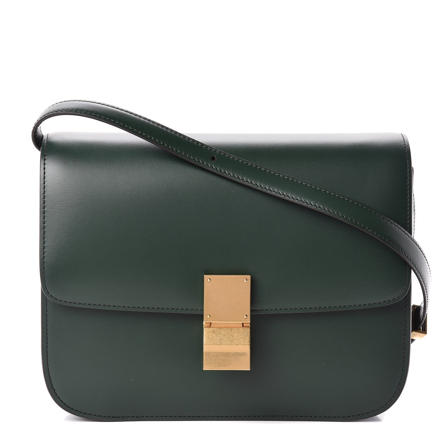 Celine Box Calfskin Classic Box Medium Flap Bag Dark Green 1 of 11