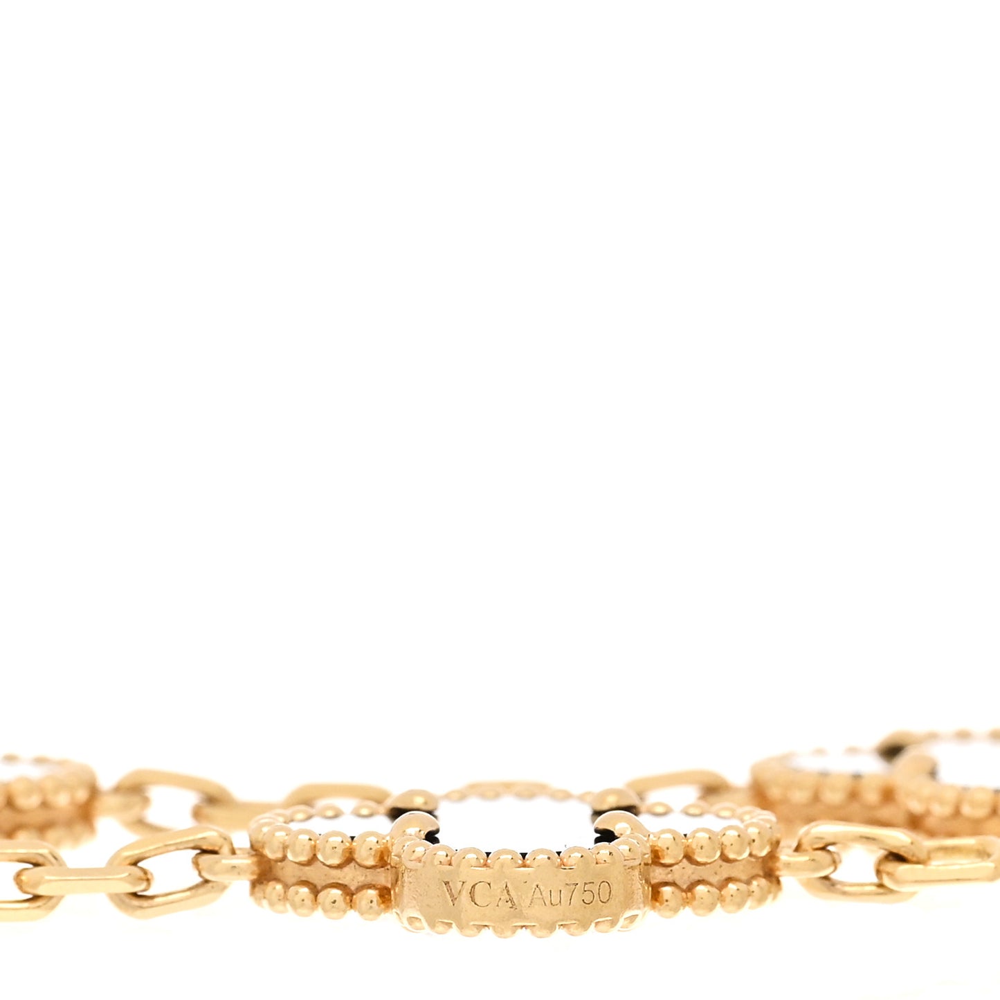 18K Yellow Gold Black Onyx 5 Motifs Vintage Alhambra Bracelet