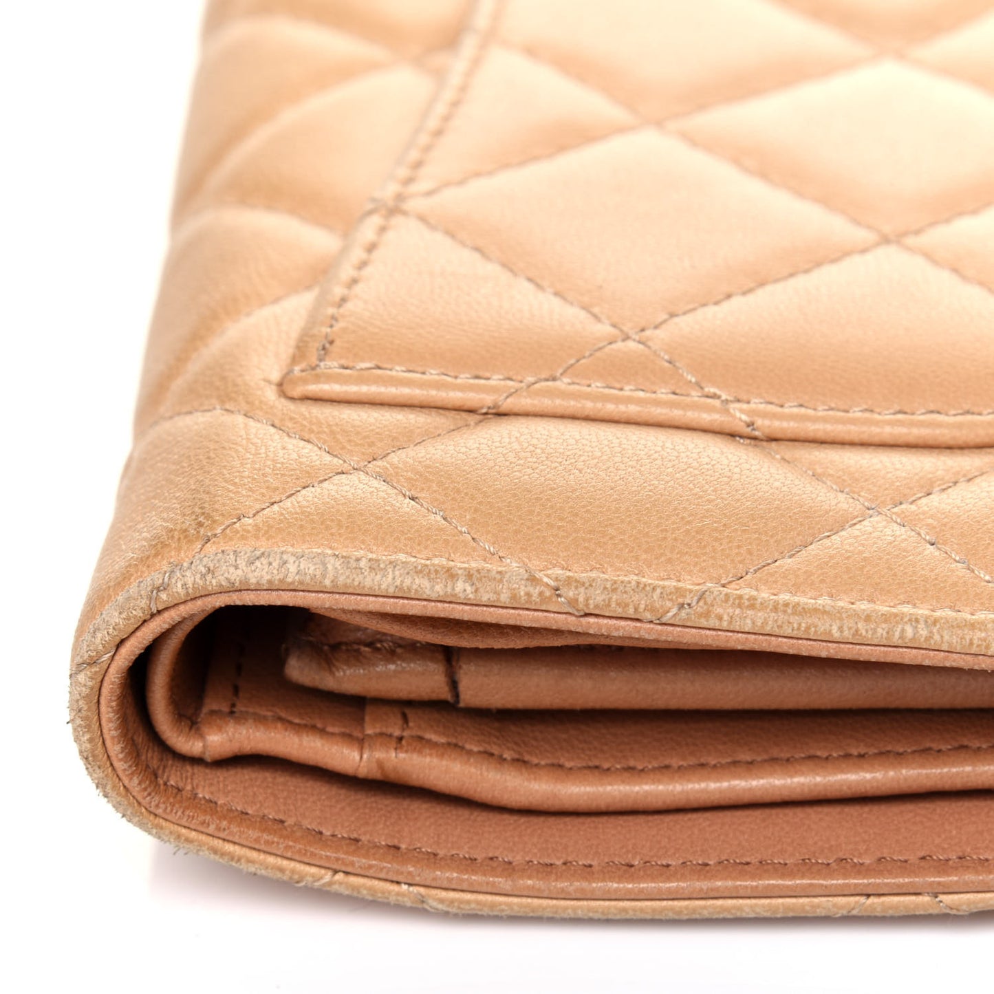 Lambskin Quilted Yen Wallet Beige