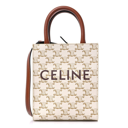 Celine Triomphe Canvas Calfskin Mini Vertical Cabas White 1 of 8