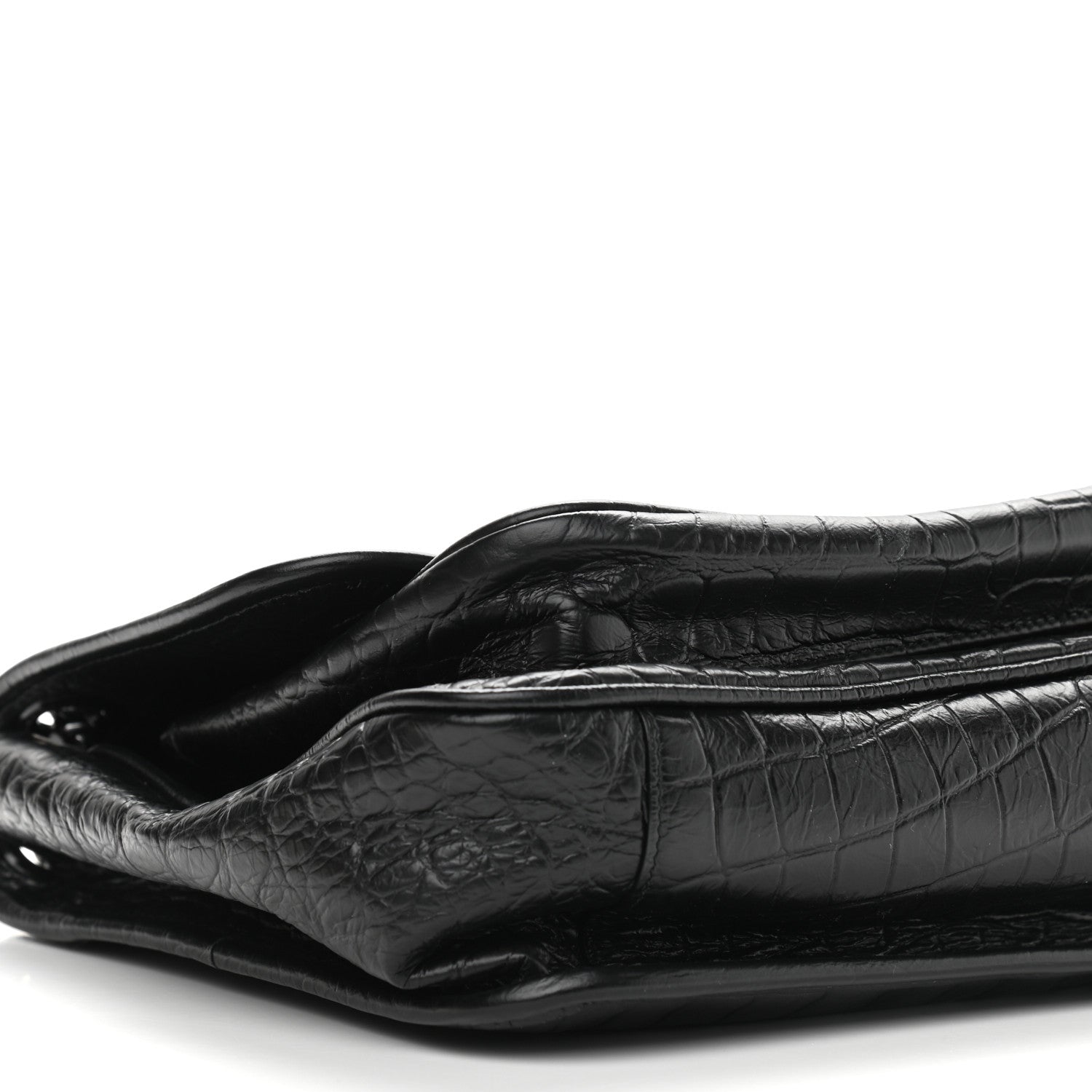Saint Laurent Calfskin Crocodile Embossed Monogram Medium Niki Chain Satchel Black 9 of 10