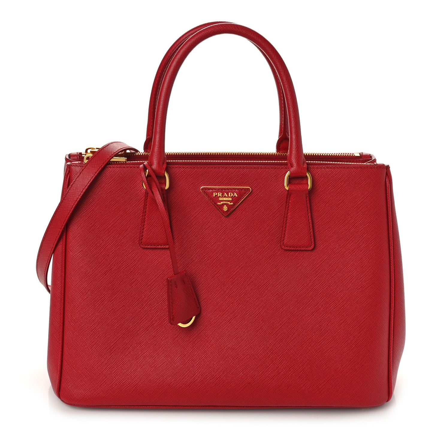 Saffiano Medium Galleria Double Zip Tote Fuoco