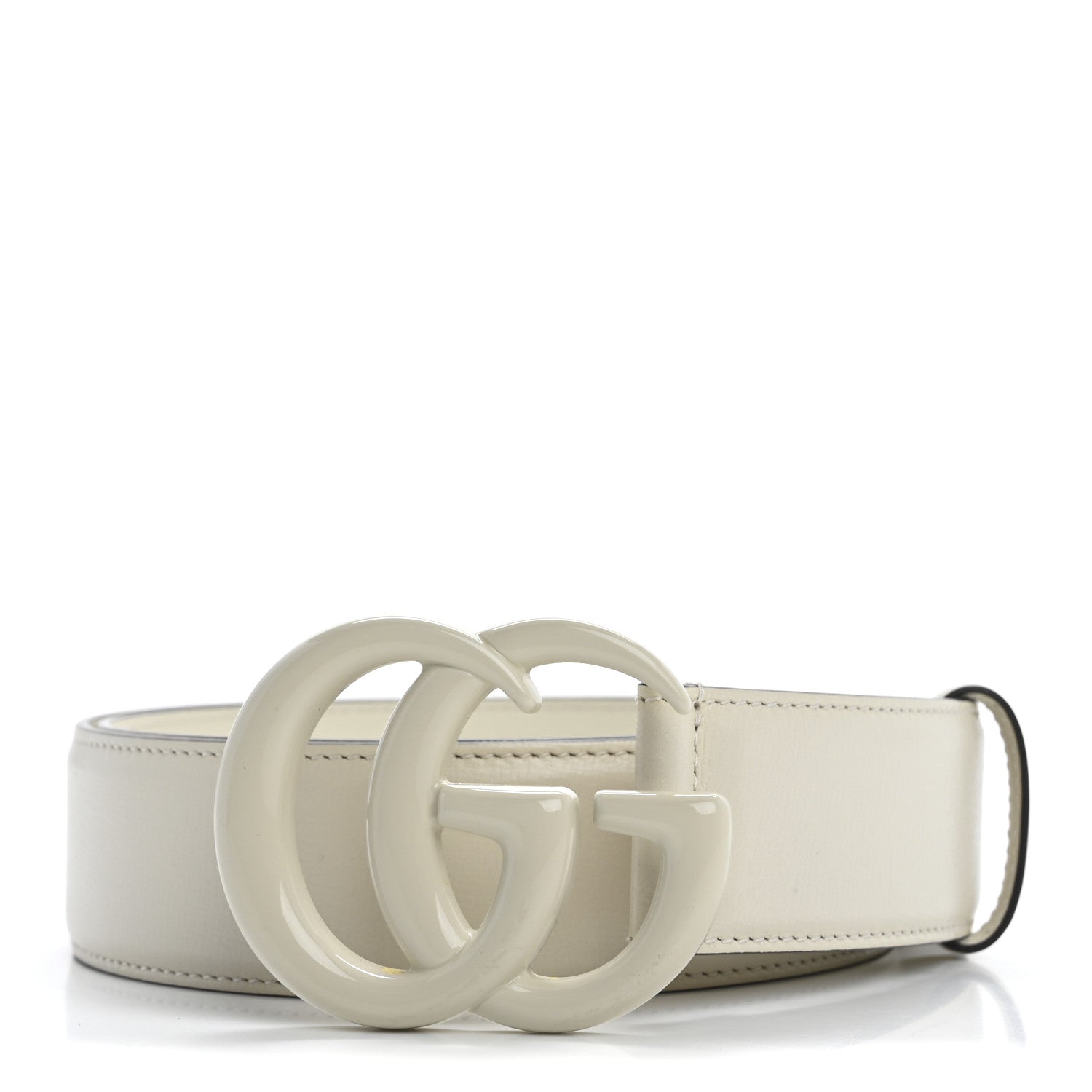 Gucci Azalea Calfskin Enamel Monochrome Double G 40mm Belt 85 34 Mystic White 1 of 8