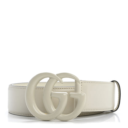 Gucci Azalea Calfskin Enamel Monochrome Double G 40mm Belt 85 34 Mystic White 1 of 8
